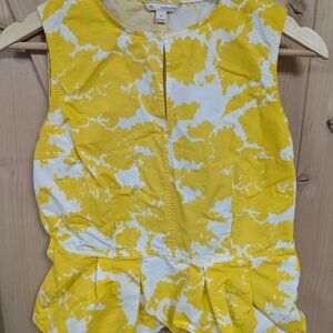 GAP Women's Yellow and White Peplum Blouse Size 0